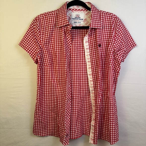 Thomas Dean Collegiate Arkansas Razorbacks Red Button Down Size L - Picture 1 of 5